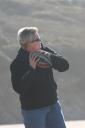 Aunt Jenni throwing a football