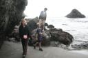 Sara, Kent and Jensen explore at low tide at Pirates Cove