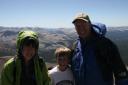 Jensen, Kent and Malcolm on Mt. Dana, Tuolumne Meadows in the background