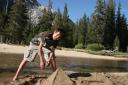 Jensen working the sand at Tenaya Lake